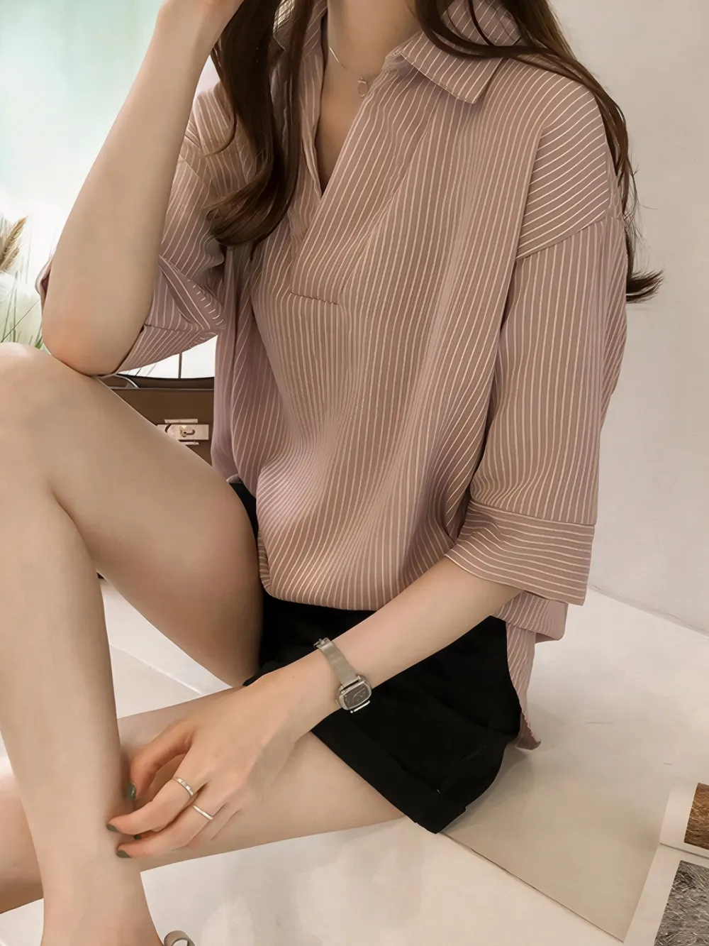 Striped Collared Neck Shirt, image 5