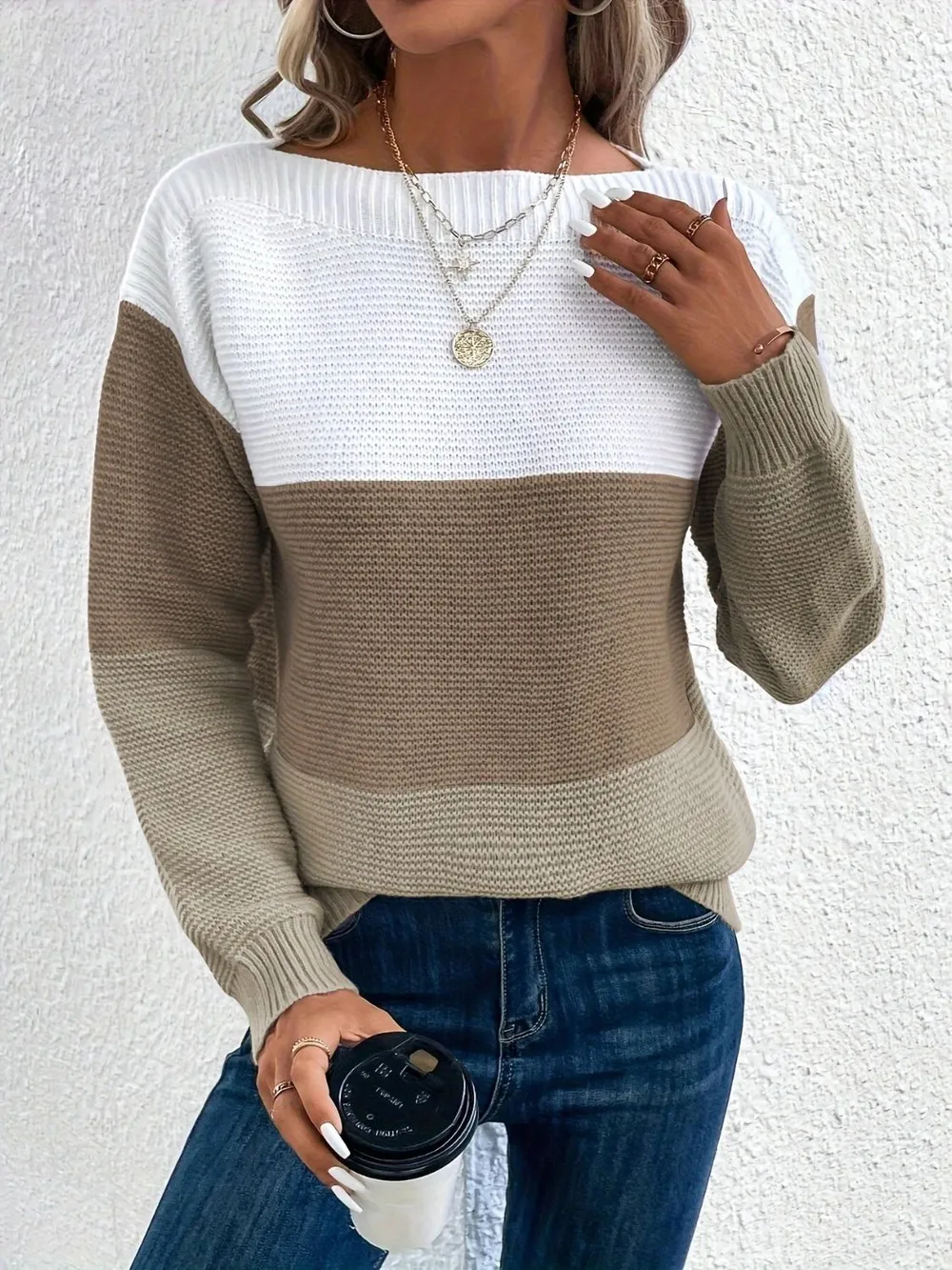 Color Block Boat Neck Sweater, image 20