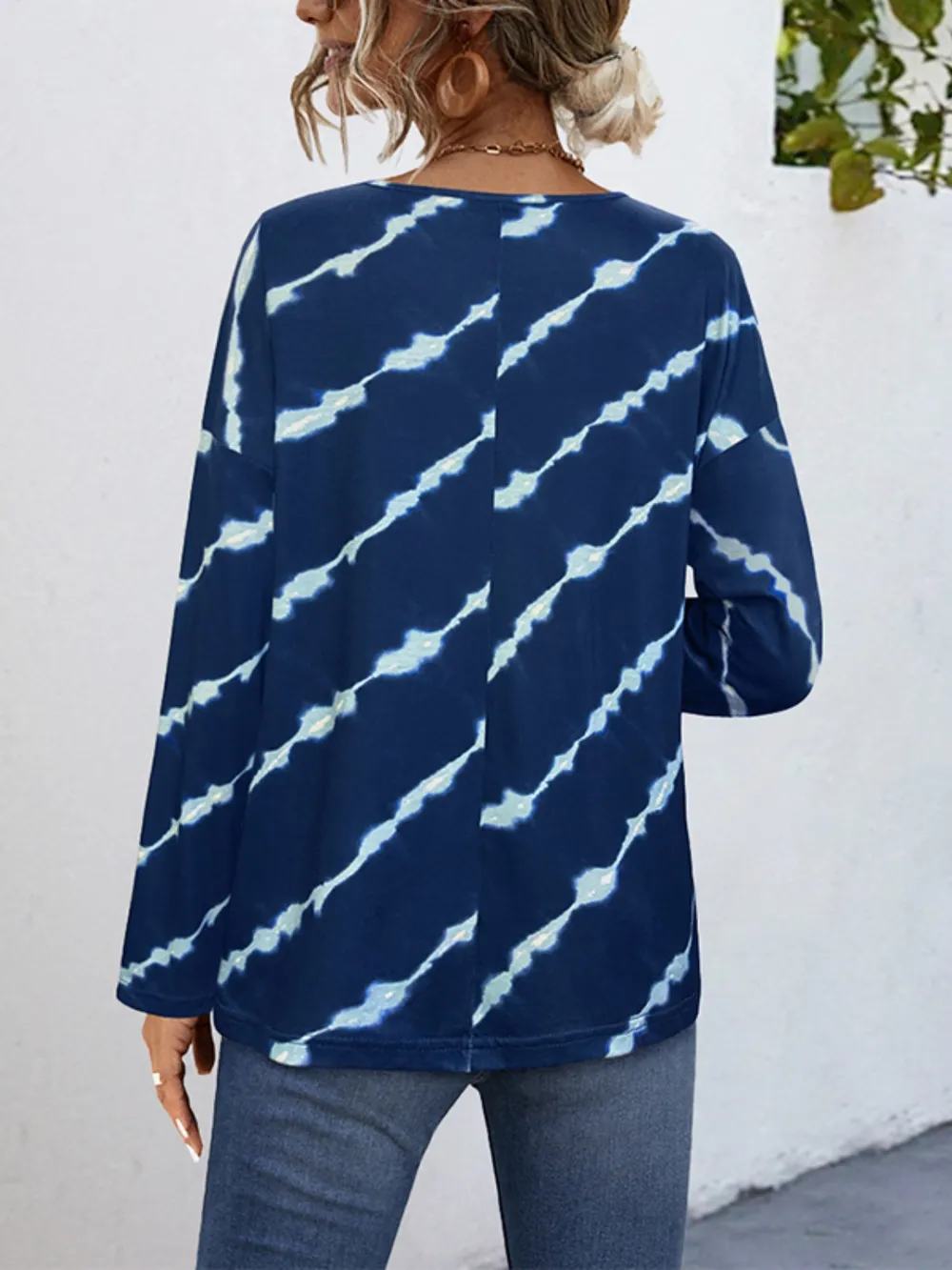 Striped Round Neck Long Sleeve T-Shirt, image 3