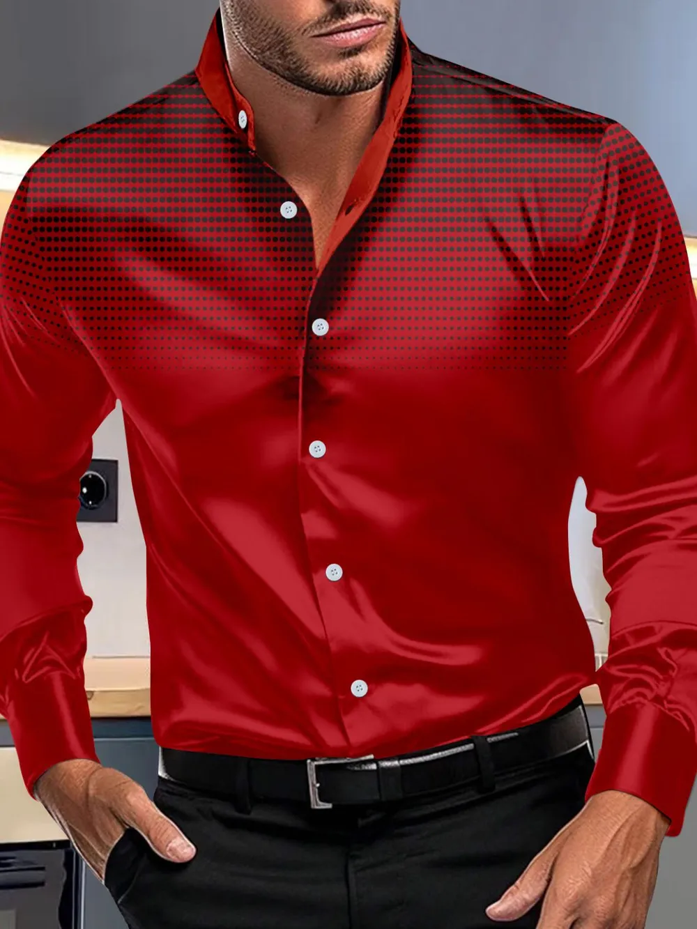 Men's Full Size Button Up Long Sleeve Shirt Plus Size, image 4