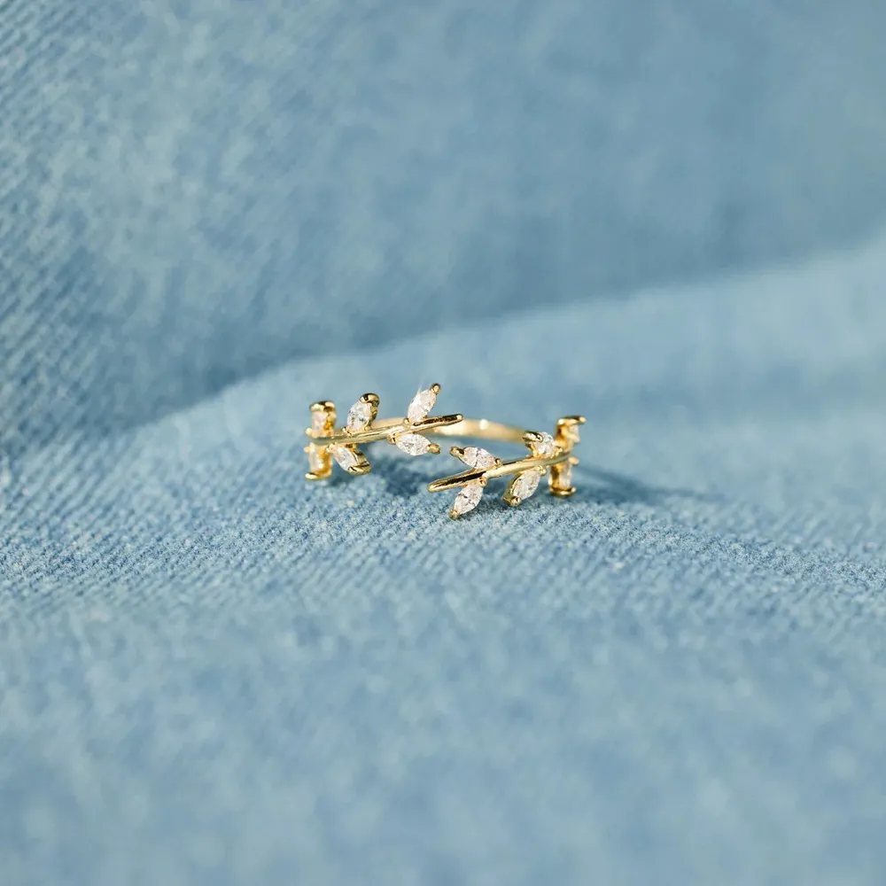 925 Sterling Silver Leaf Open Ring, image 4