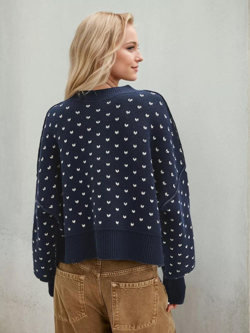 Heart-Patterned Round Neck Sweater, image 6
