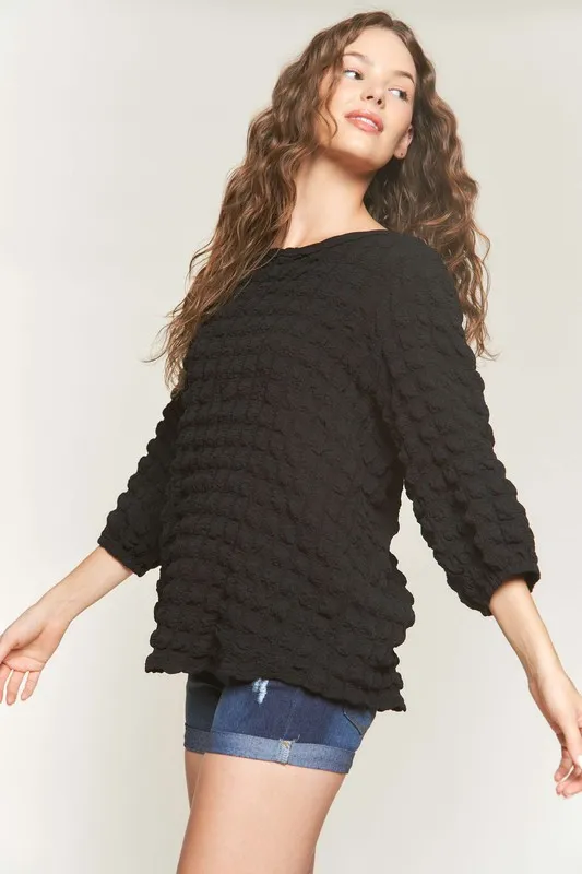 Bubble Texture Round Neck Blouse, image 5