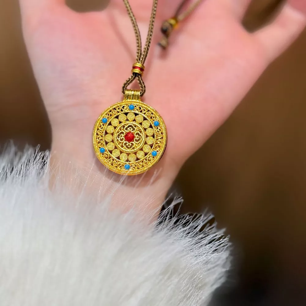 18K Gold-Plated Round Pendant Necklace, image 5