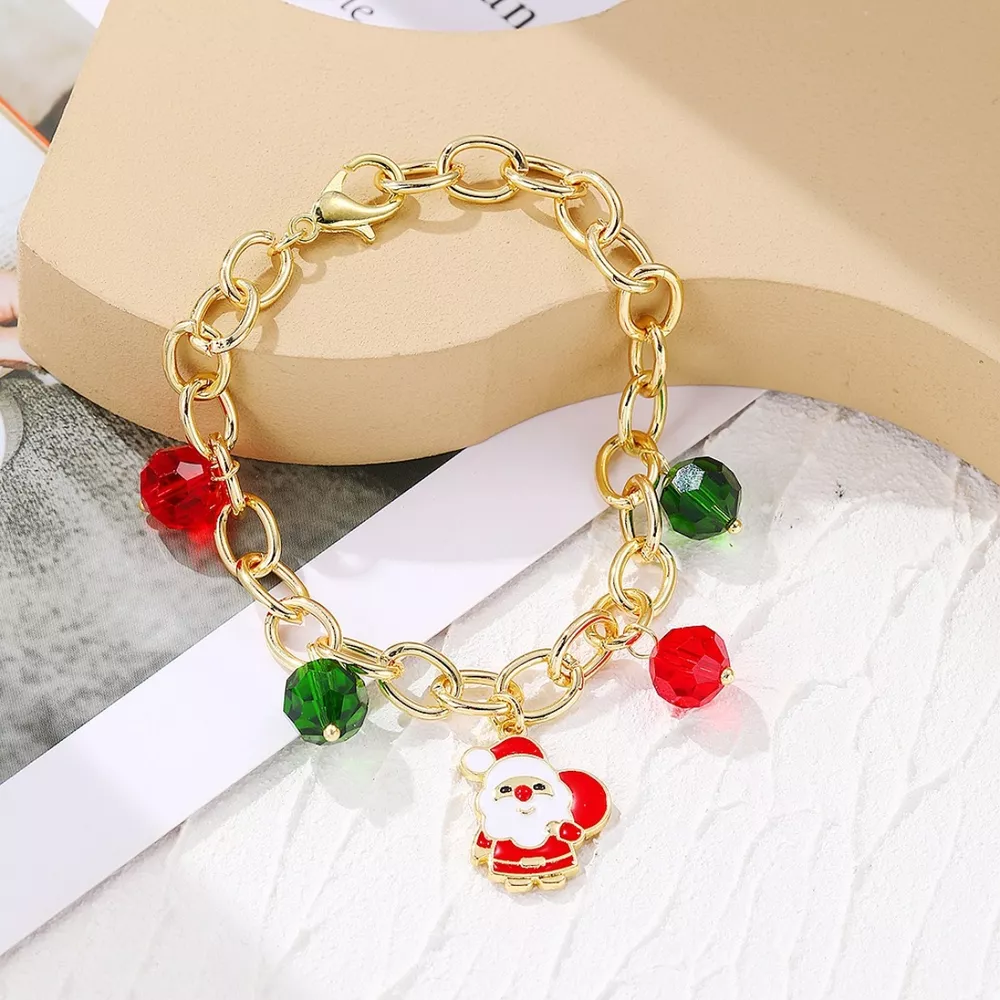 Christmas Santa Snowman Bracelet with Colorful Crystal, image 2