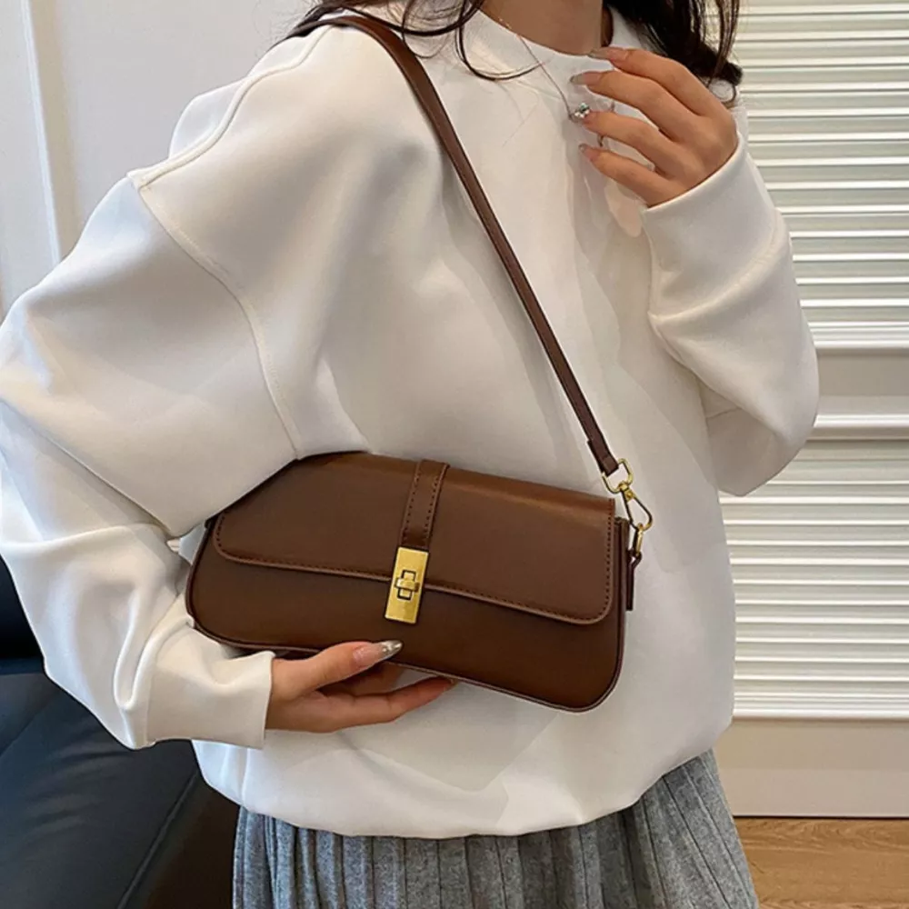 Rectangular Crossbody Bag with Golden Buckle, image 15