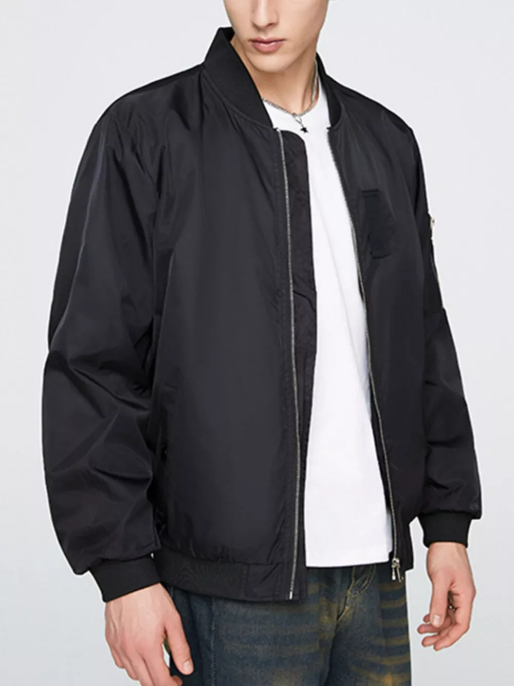 Men's Plus Size Zip Up Lightweight Bomber Jacket, image 5