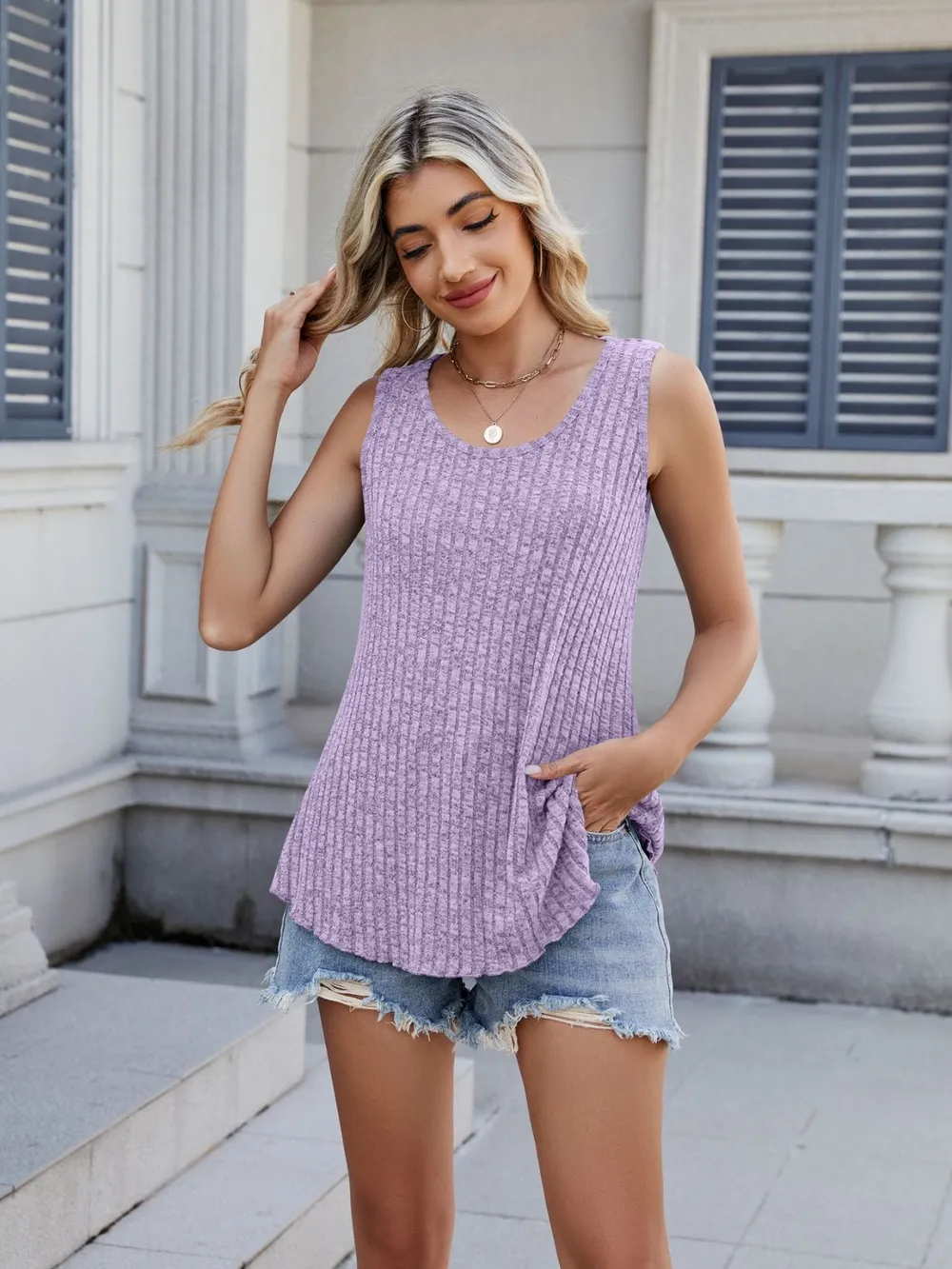 Ribbed Round Neck Tank, image 5
