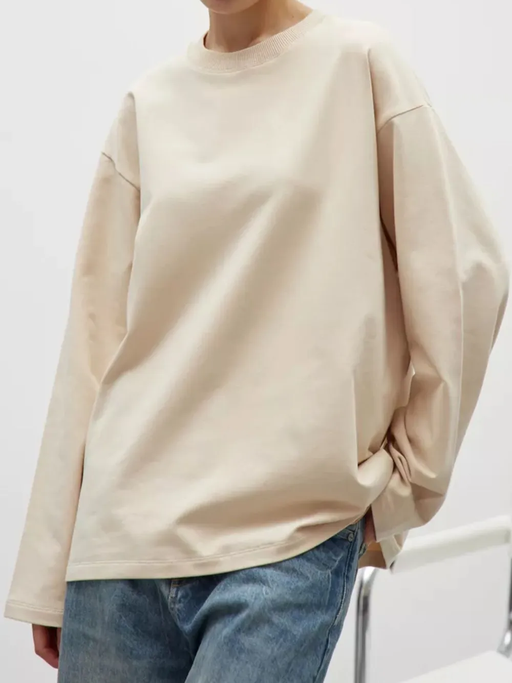 Round Neck Dropped Shoulder Long Sleeve T-Shirt, image 19