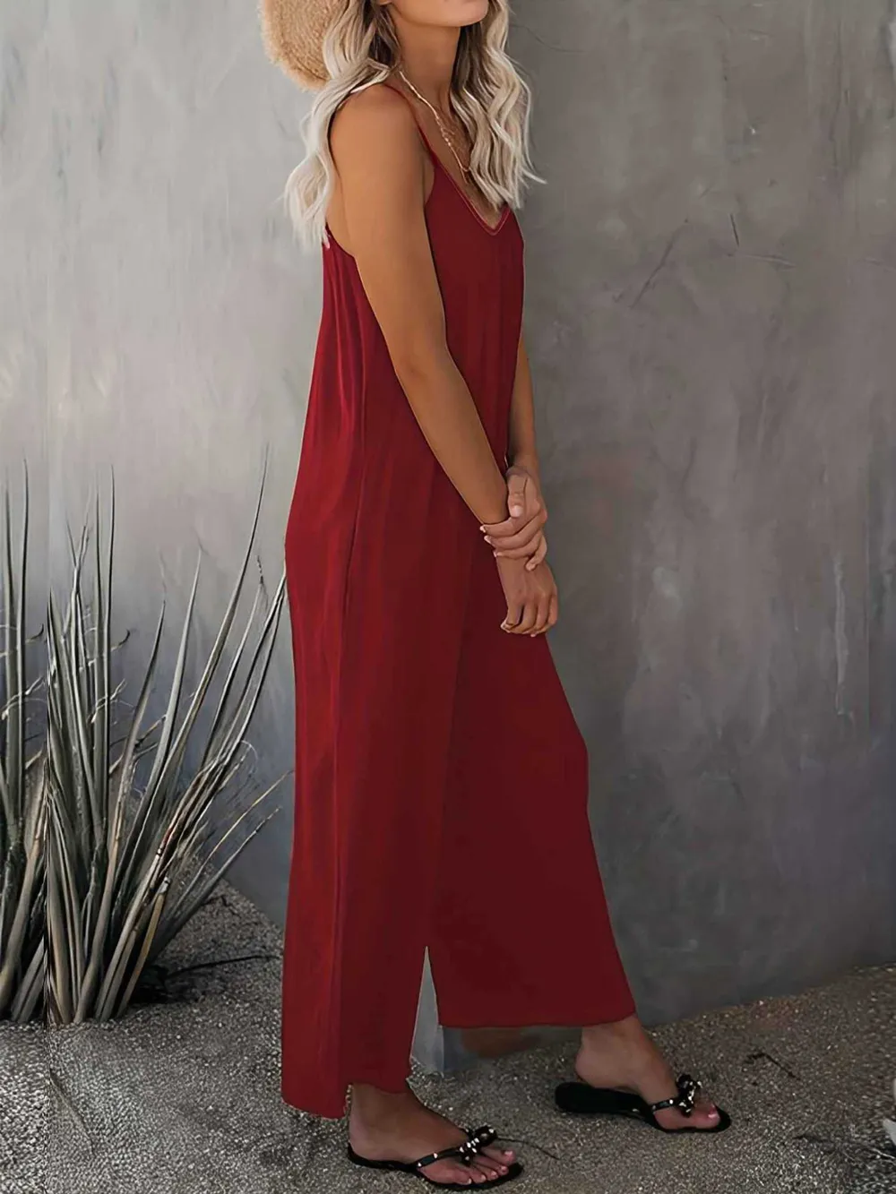 Scoop Neck Spaghetti Strap Jumpsuit, image 4