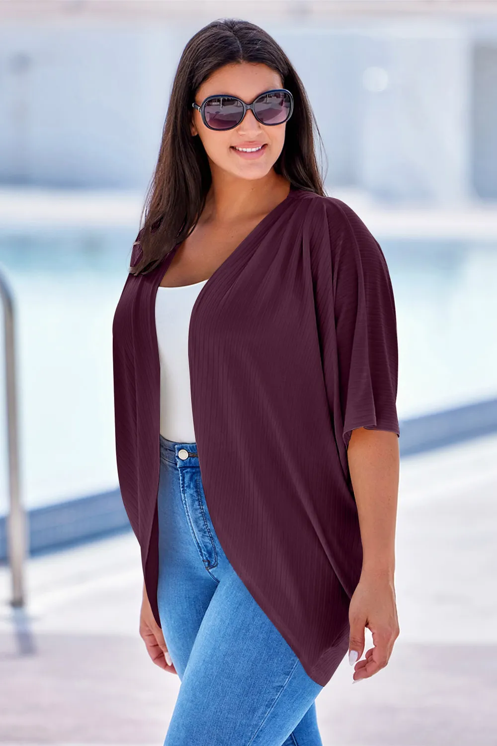 Plus Size Ribbed Cocoon Cover Up, image 11