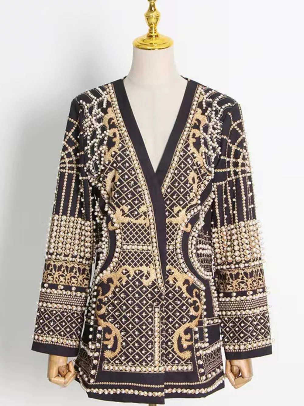 Full Size Embellished Pearl One-Button Blazer Plus Size, image 10
