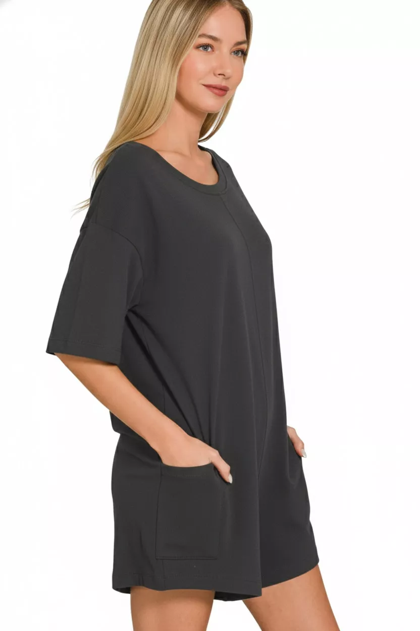 V or Scoop Neck Reversible 2-Way Romper, image 2
