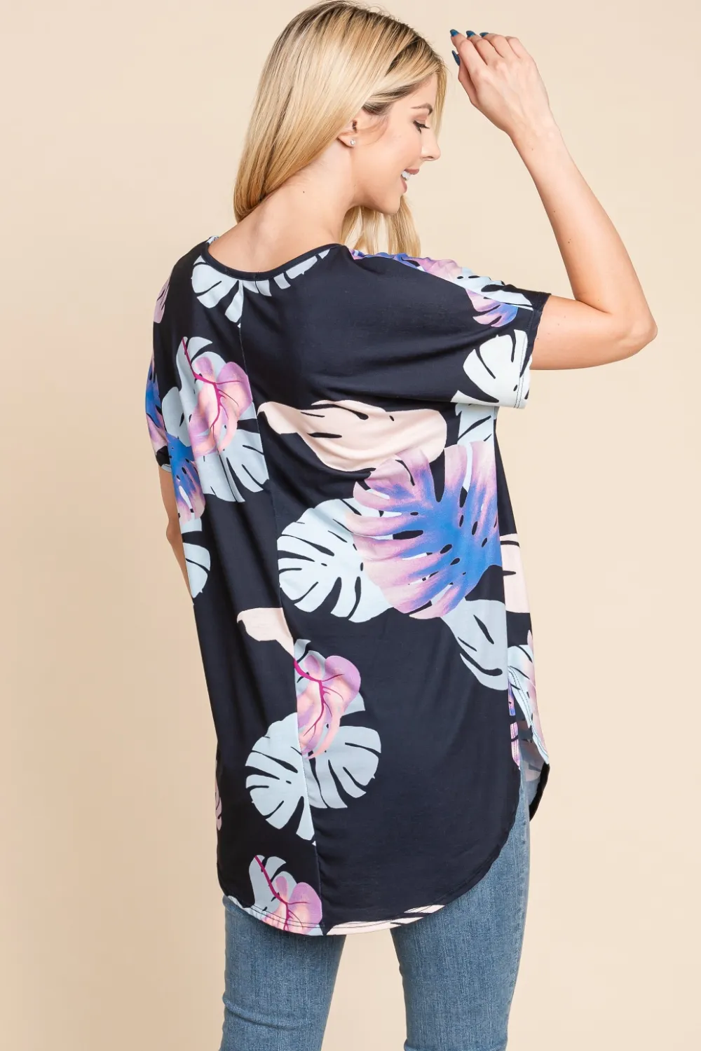 Printed Round Neck Short Sleeve T-Shirt, image 2