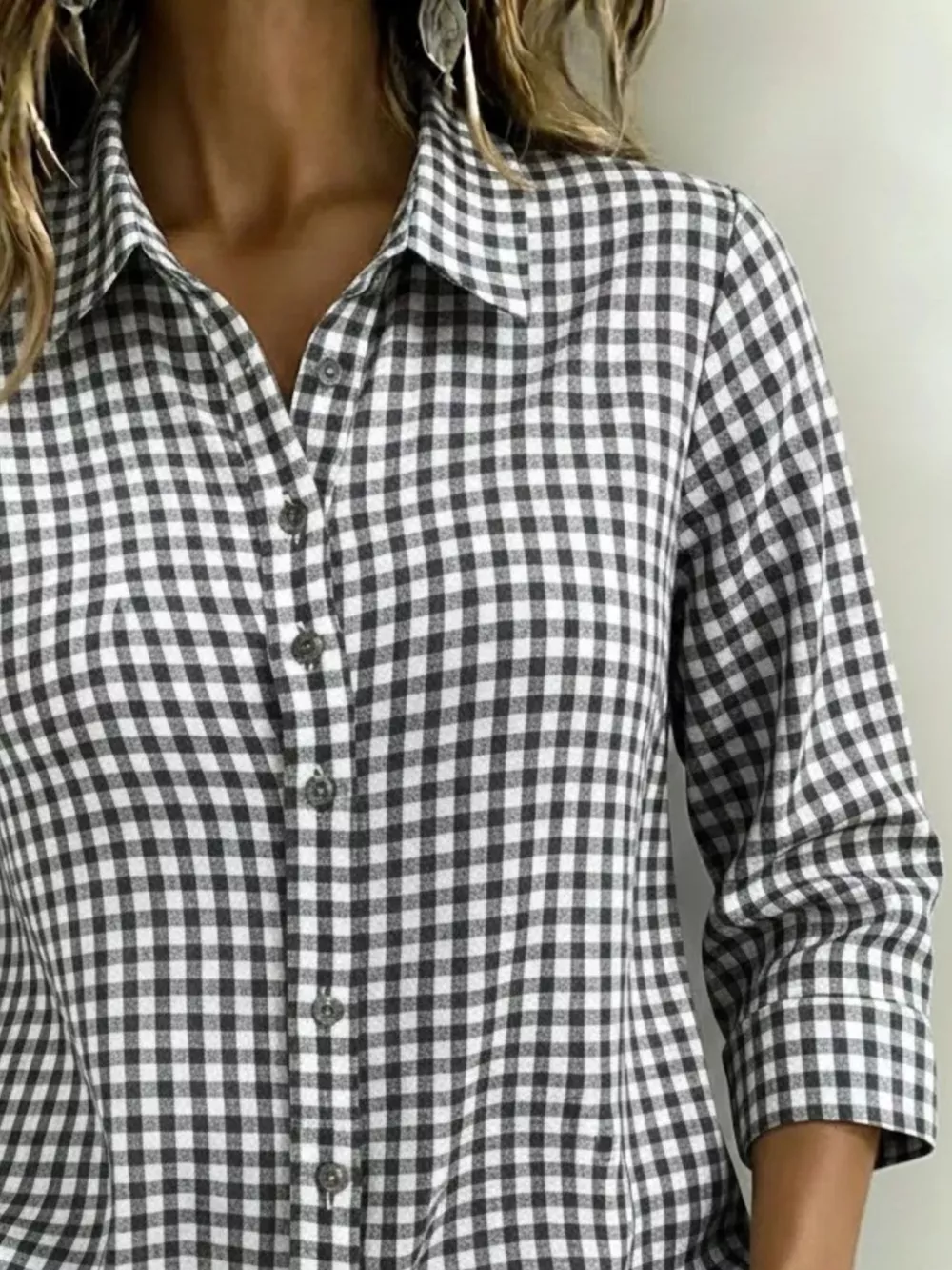 Full Size Plaid Collared Neck Button Up Shirt Plus Size, image 4