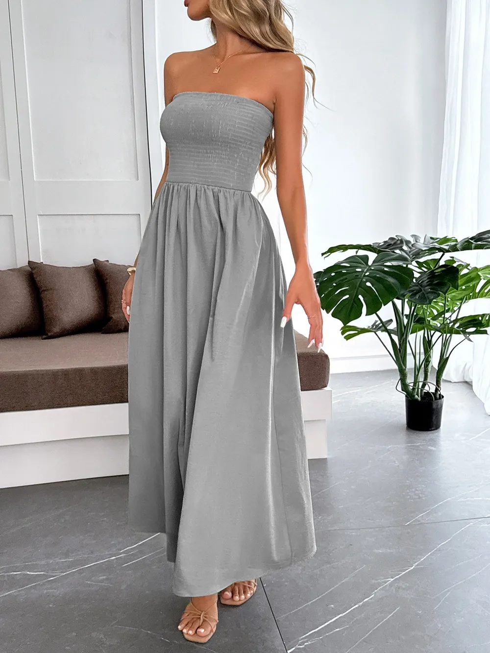 Smocked Tube Maxi Dress, image 4