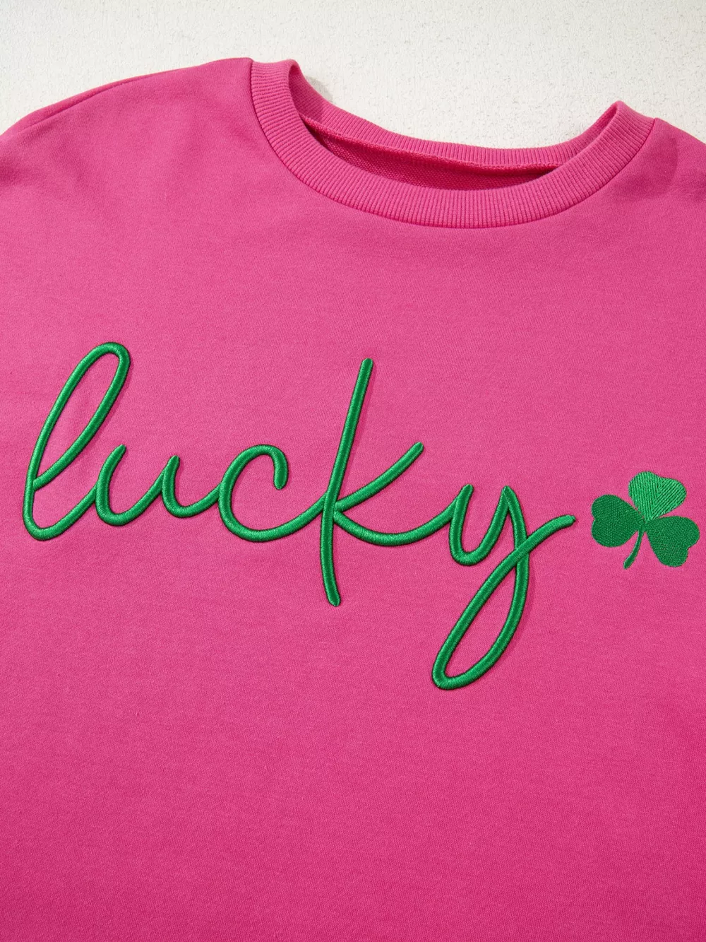 Lucky Clover Embroidered Loose Pullover Sweatshirt, image 8