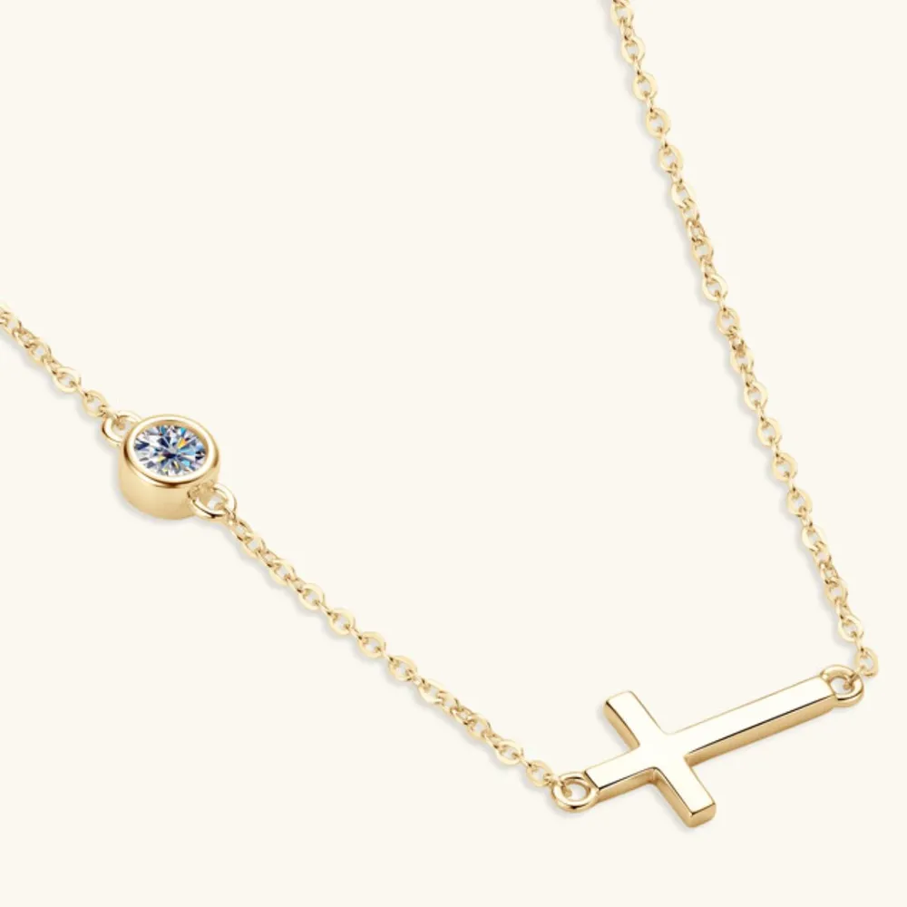 Cross 925 Sterling Silver Moissanite Necklace, image 11