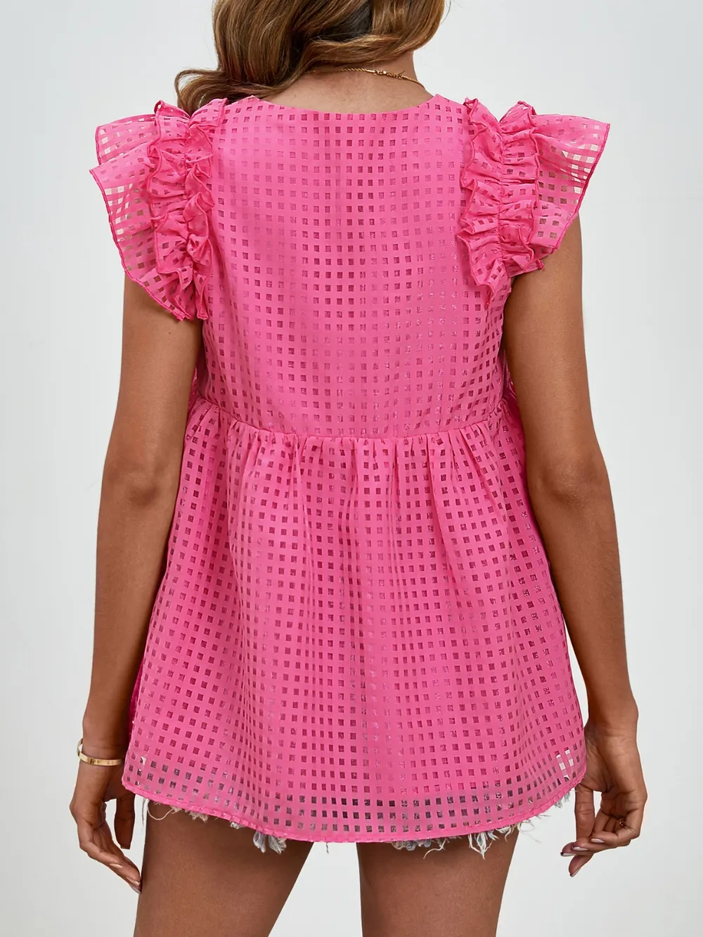 Ruched V-Neck Cap Sleeve Blouse, image 12