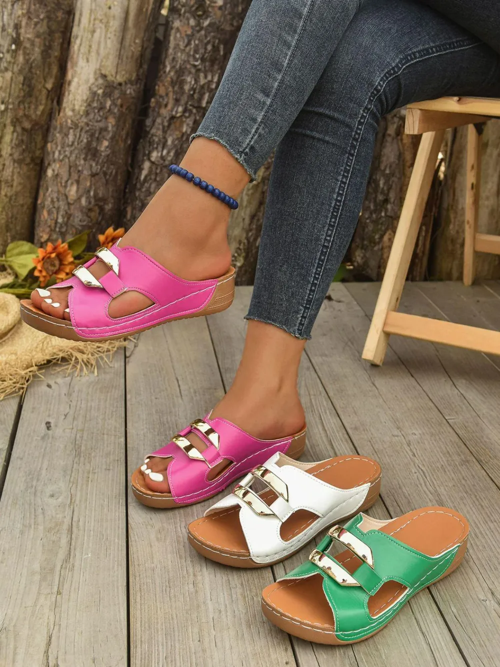 Buckle Strap Wedge Sandals, image 2