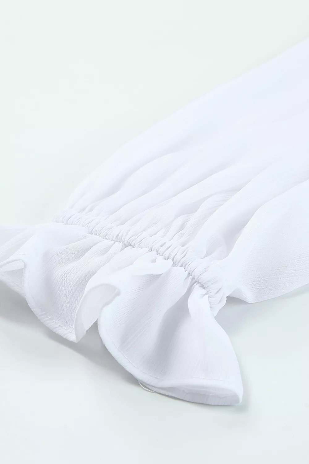 Elegant Tie-Front Ruffle Mini Dress with Smocked Wiast, image 17