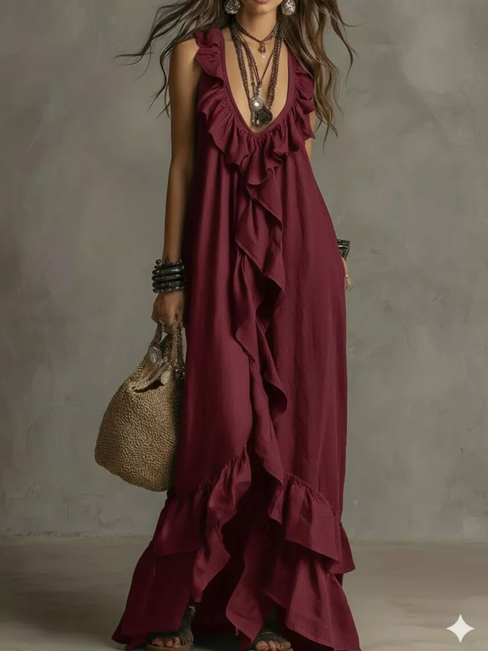 Ruffled Sleeveless Maxi Dress, image 9