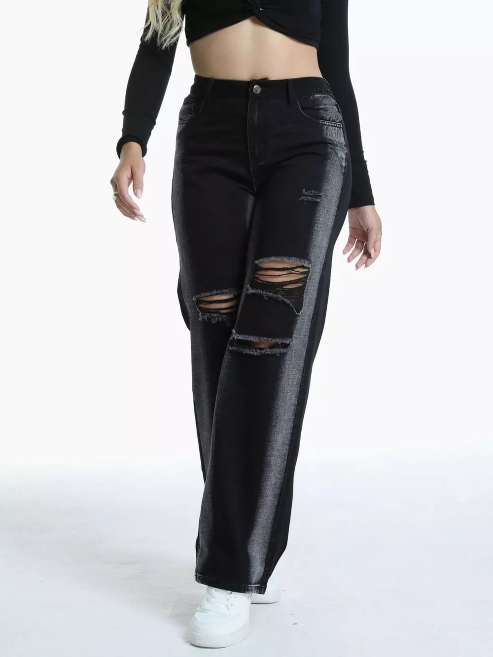 Distressed Wide-Leg Jeans, image 4