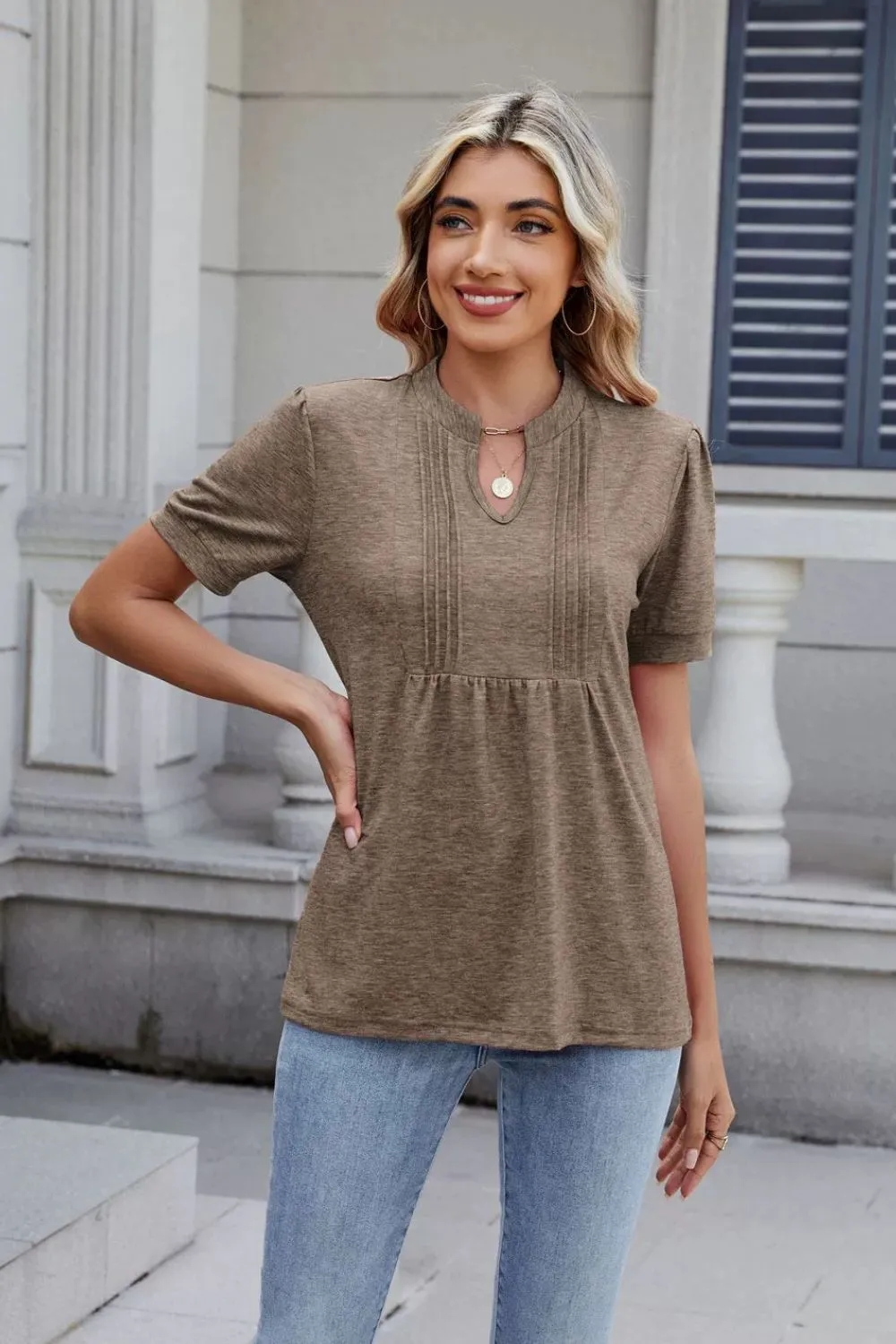 Notched Short Sleeve Top, image 5