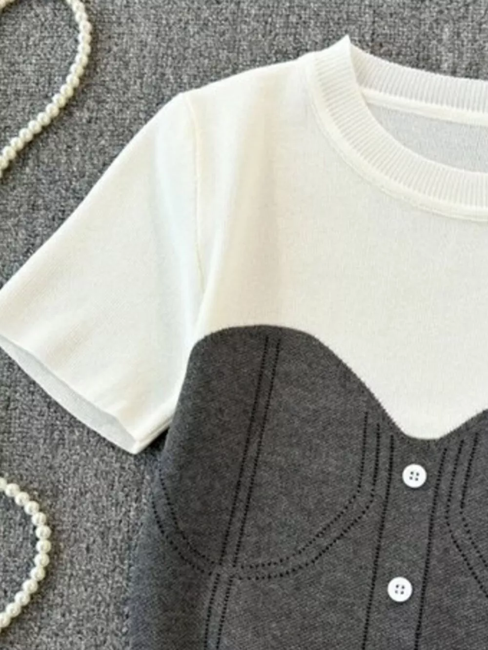Color Block Short Sleeve Knit T-Shirt, image 10