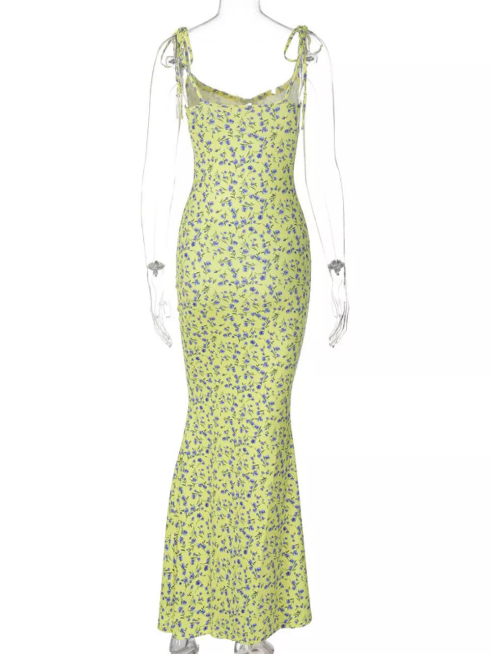 Floral Print Tie Strap Bodycon Maxi Dress, image 14