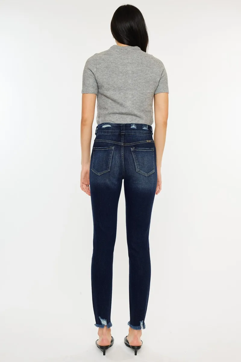 Full Size Cat's Whiskers Raw Hem High Waist Jeans, image 10