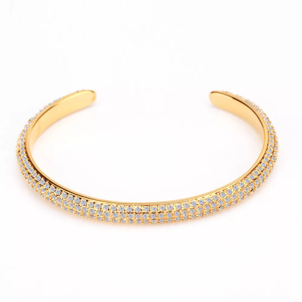 18K Gold-Plated Copper Zircon Open Bracelet, image 3