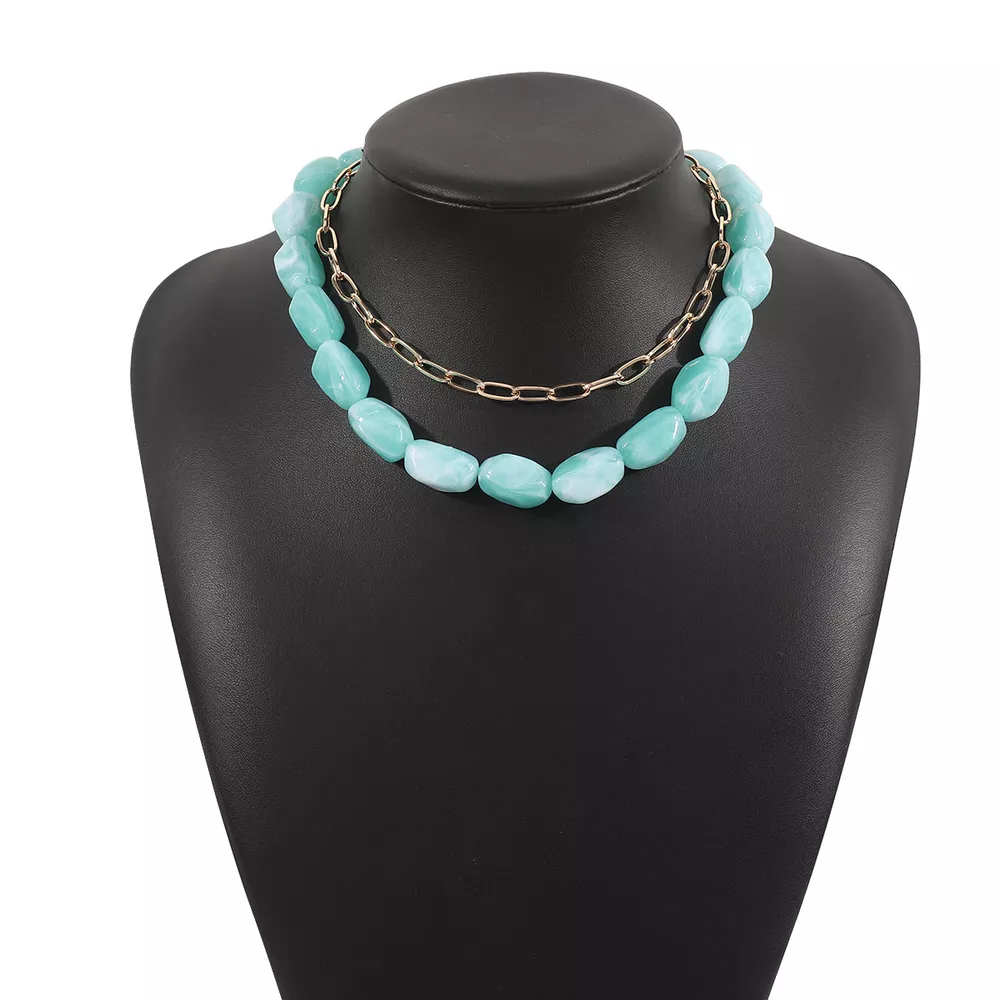 2 Piece Colorful Beaded Chain Necklace, image 6