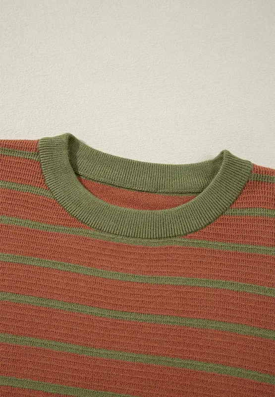 Striped Round Neck Long Sleeve Sweater, image 10