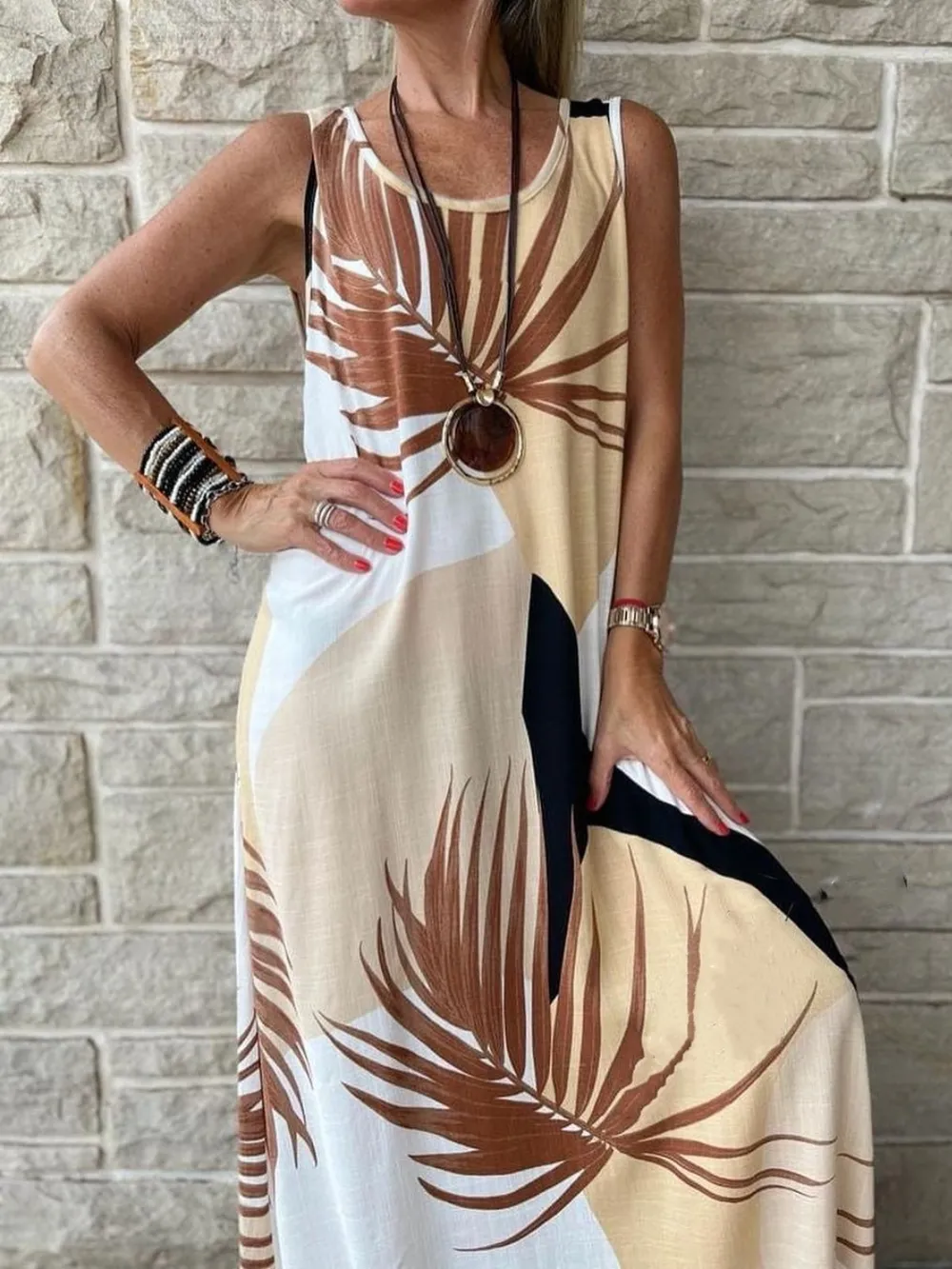 Printed Round Neck Mini Tank Dress, image 13