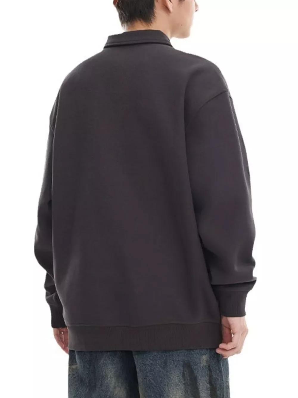 Men's Plus Size Letter Print Polo Collar Sweatshirt, image 6