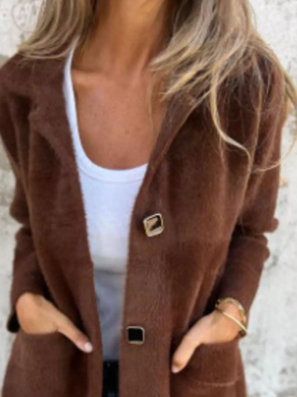 Full Size Button-Down Long Sleeve Longline Coat Plus Size, image 17