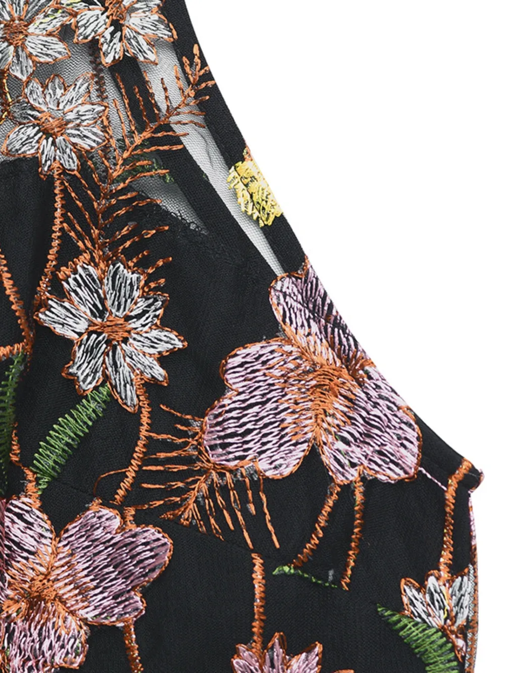 Floral Embroidered Halter Neck Pleated Jumpsuit, image 5