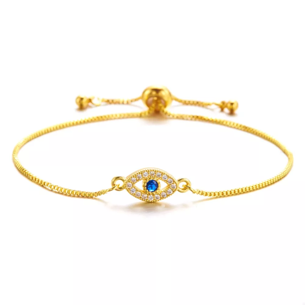 18K Gold-Plated Evil Eye Adjustable Bracelet, image 6