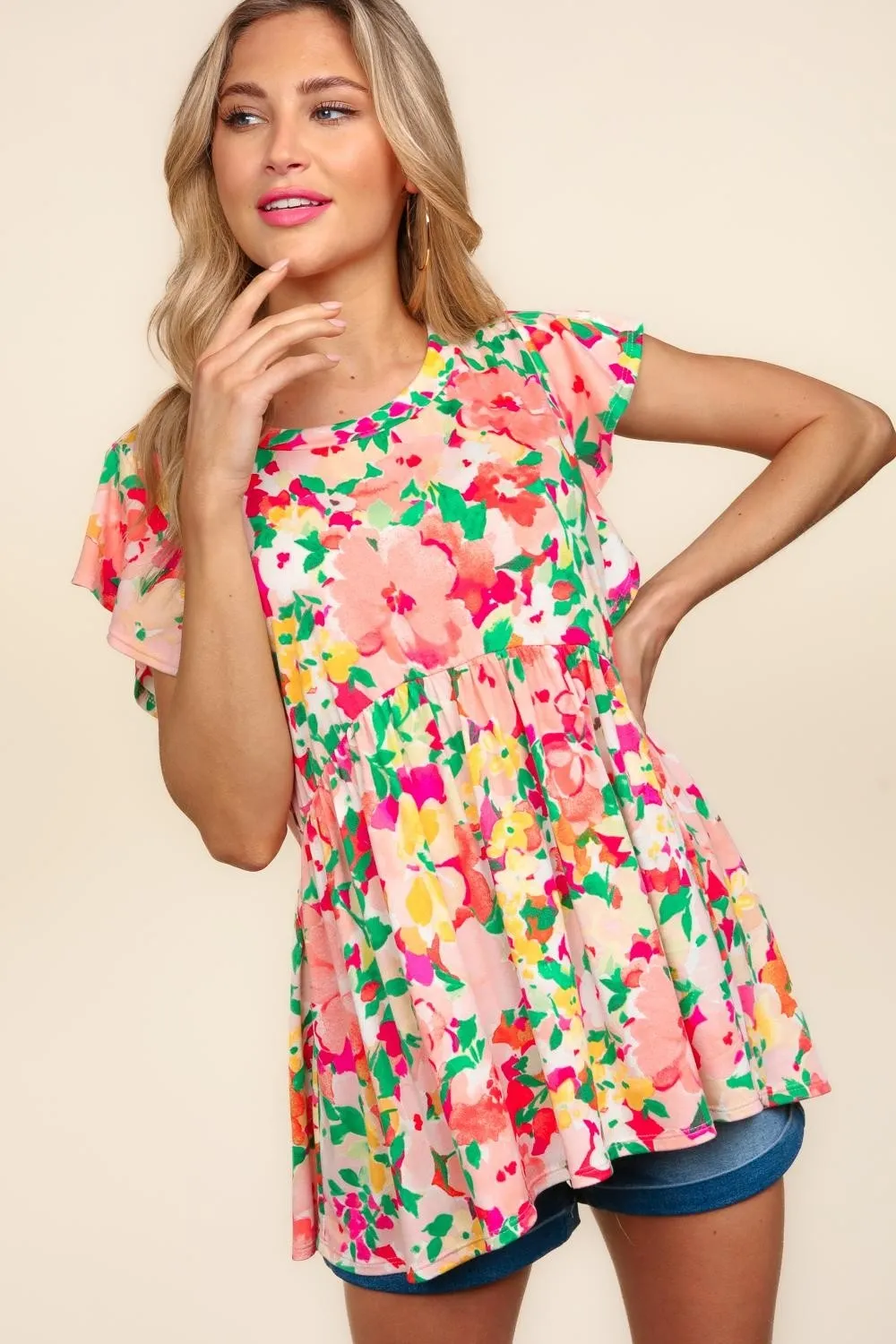 Floral Peplum Babydoll Blouse, image 3