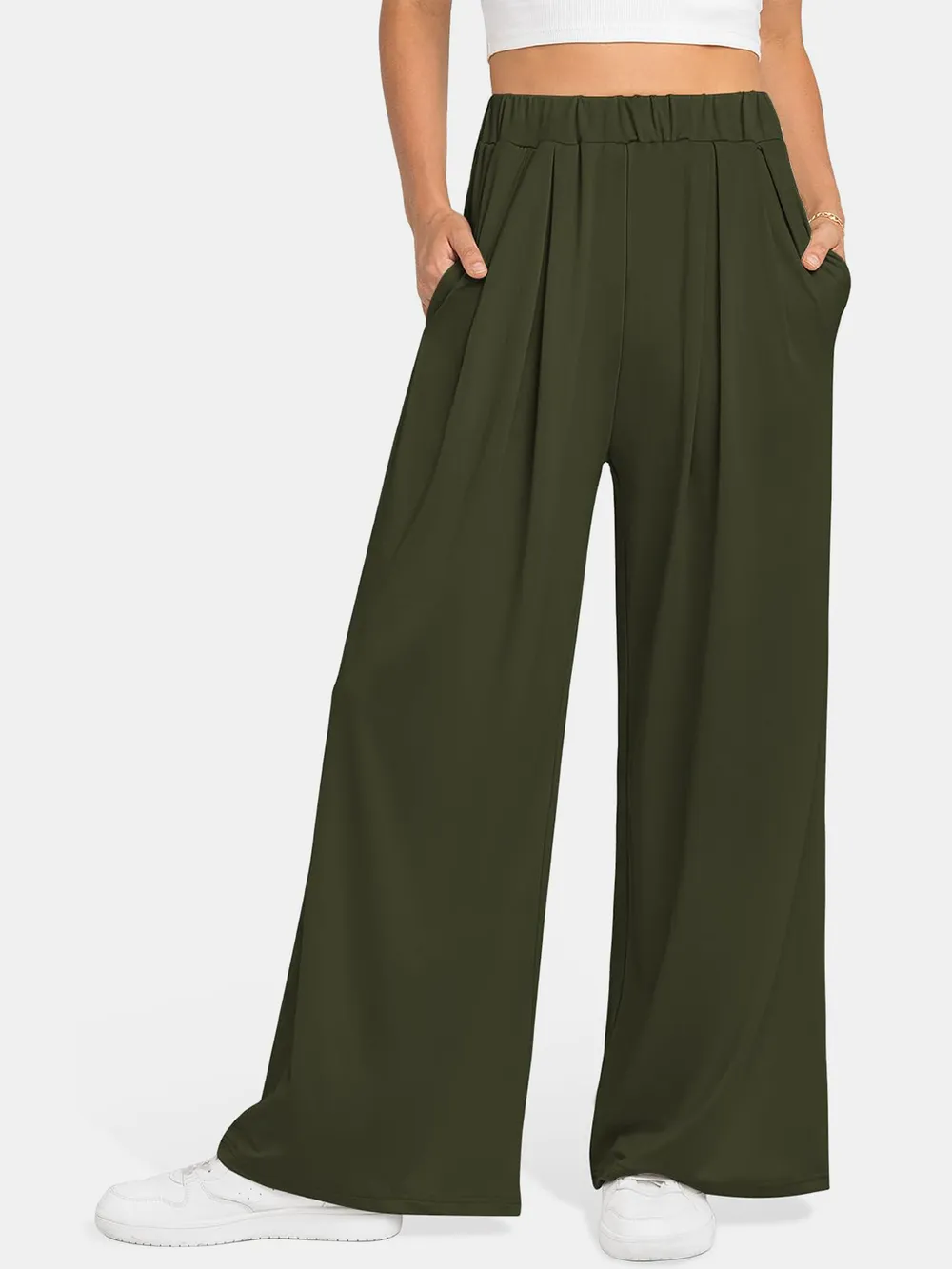 Elastic Waist Wide Leg Pants, image 7