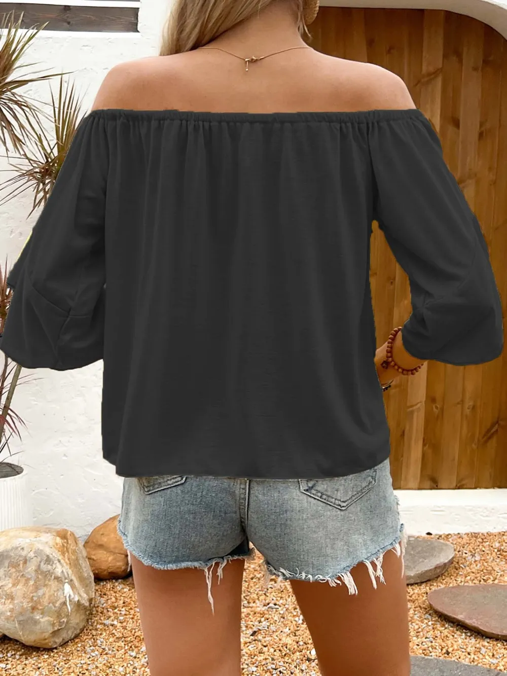 Tied Solid Off-Shoulder Blouse, image 11