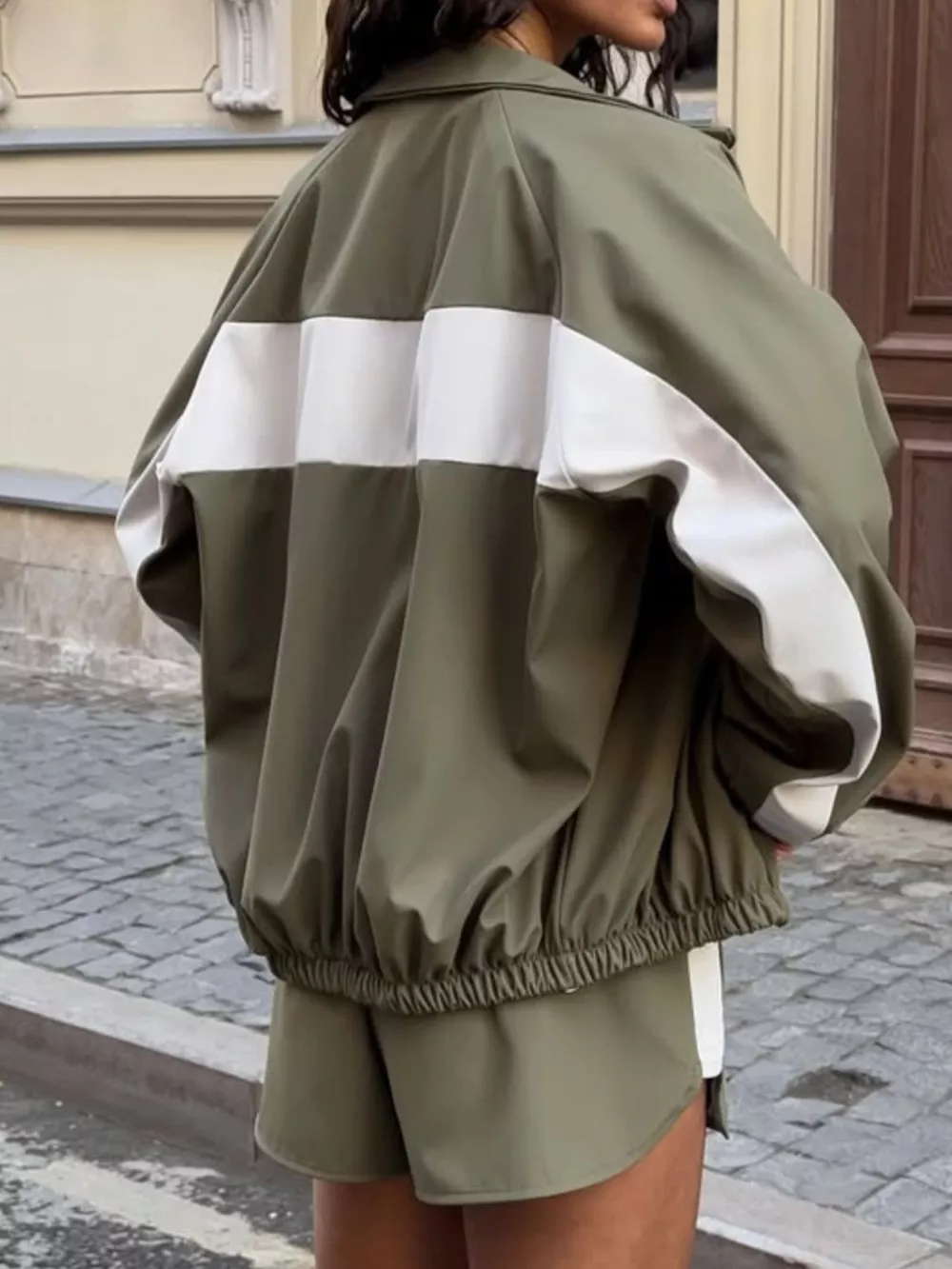 Color Block Zip Up Outerwear and Shorts Set, image 12