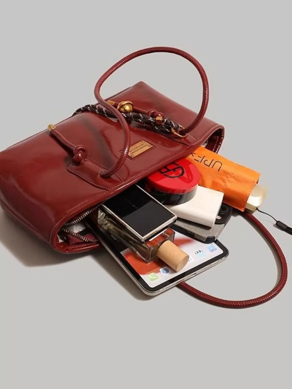 Leather Shoulder Bag with Knot Detail, image 6