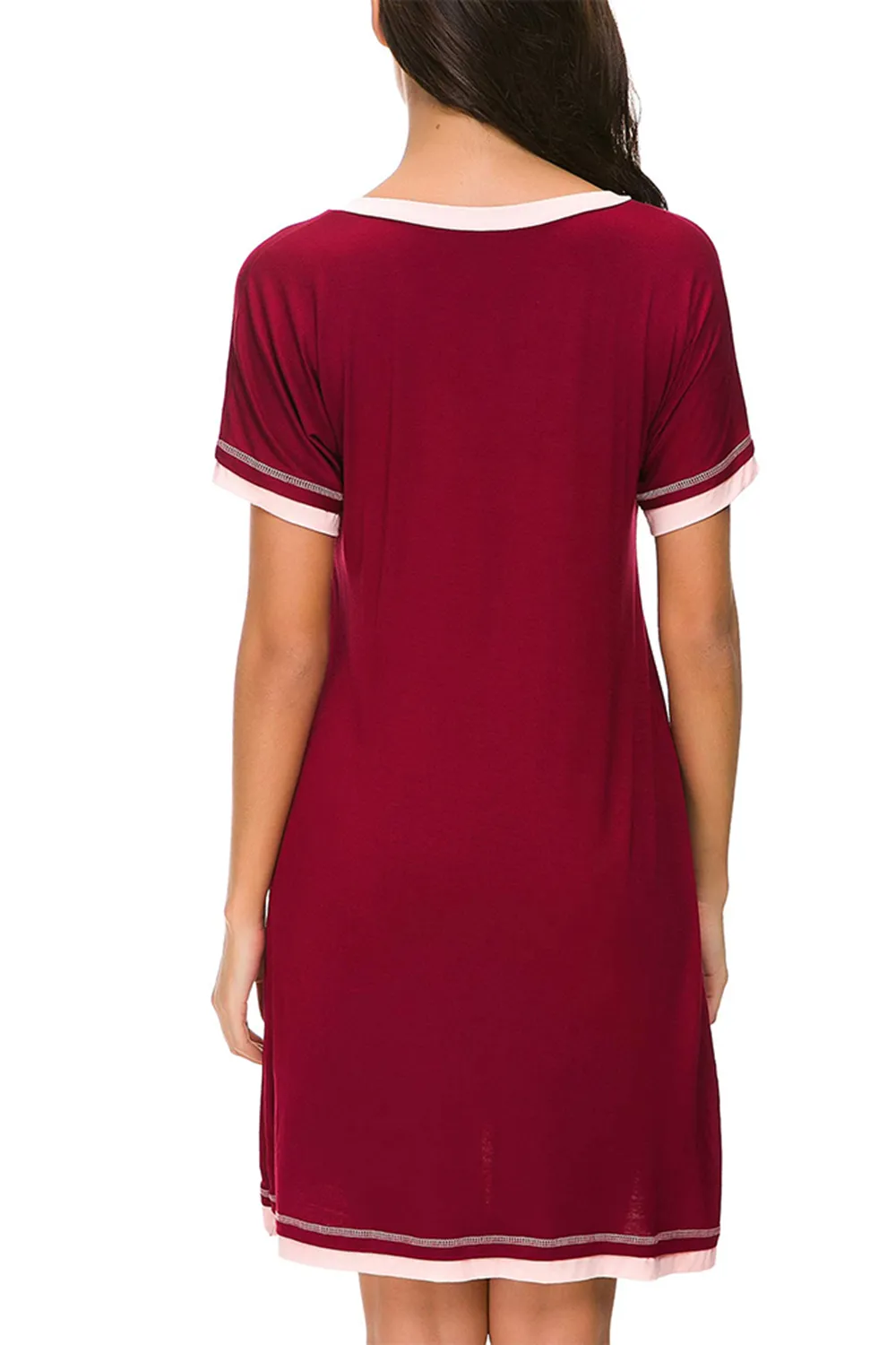 Contrast Trim Short Sleeve Lounge Dress, image 23