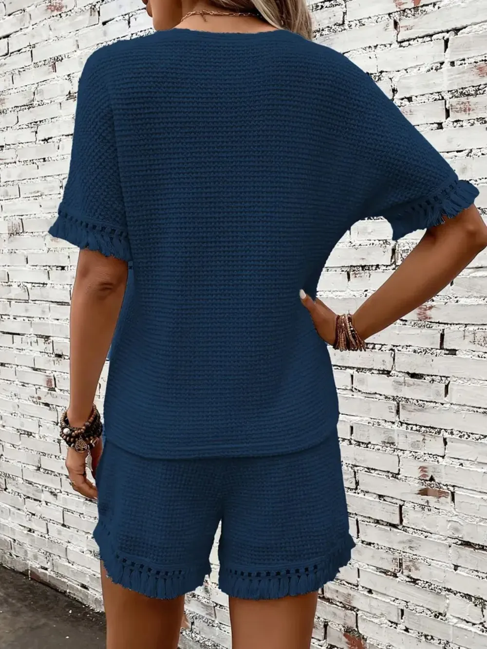Tassel Round Neck Top and Shorts Set, image 23