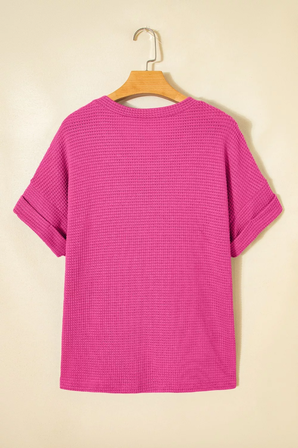 Textured Waffle Knit V-Neck T-Shirt, image 6