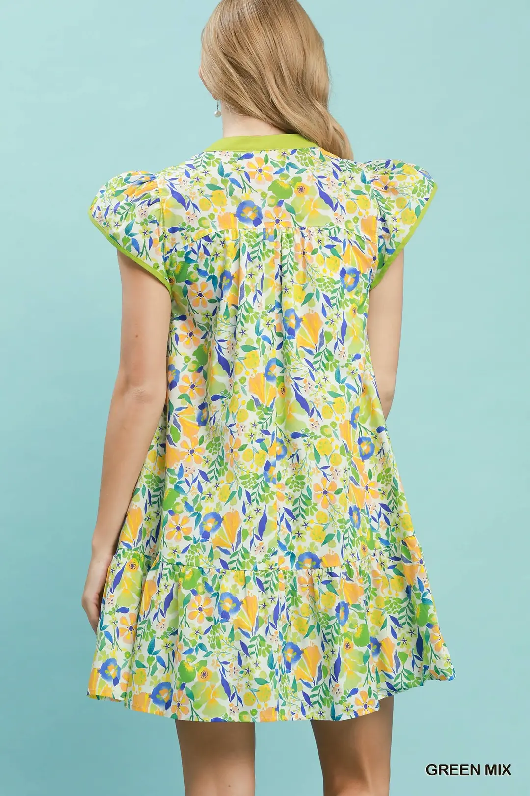 Floral Flutter Sleeve Tiered Mini Dress, image 3