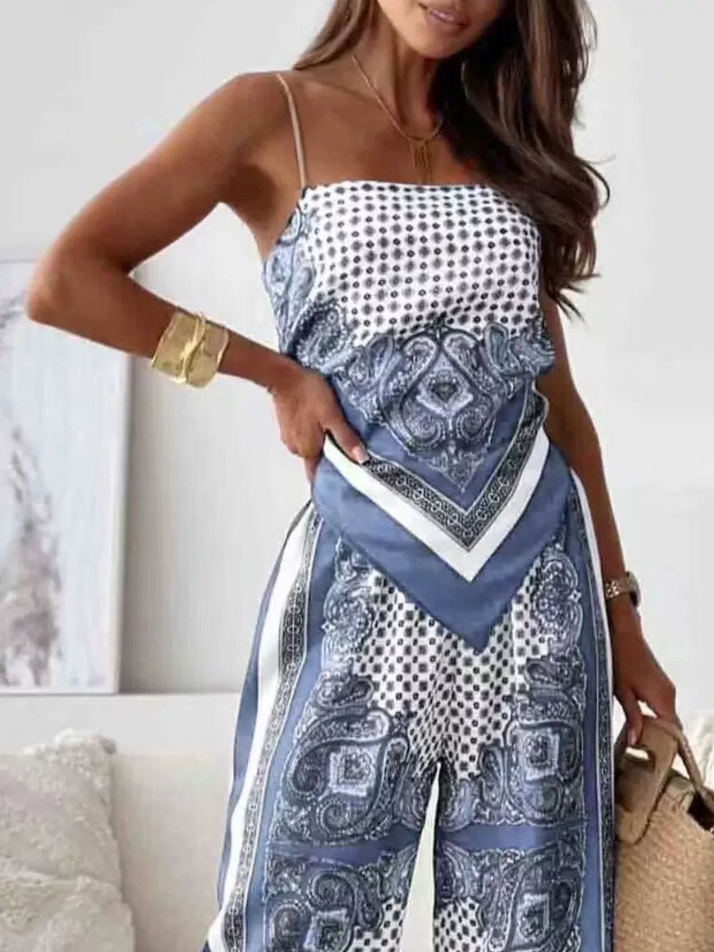Tie Back Printed Cami and Pants Set, image 5