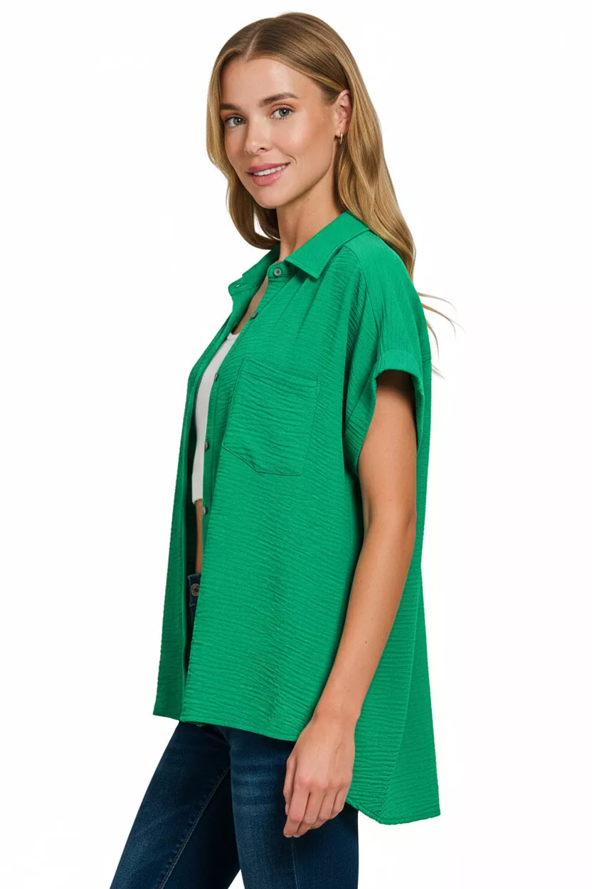 Woven Airflow Button Down Shirt, image 2
